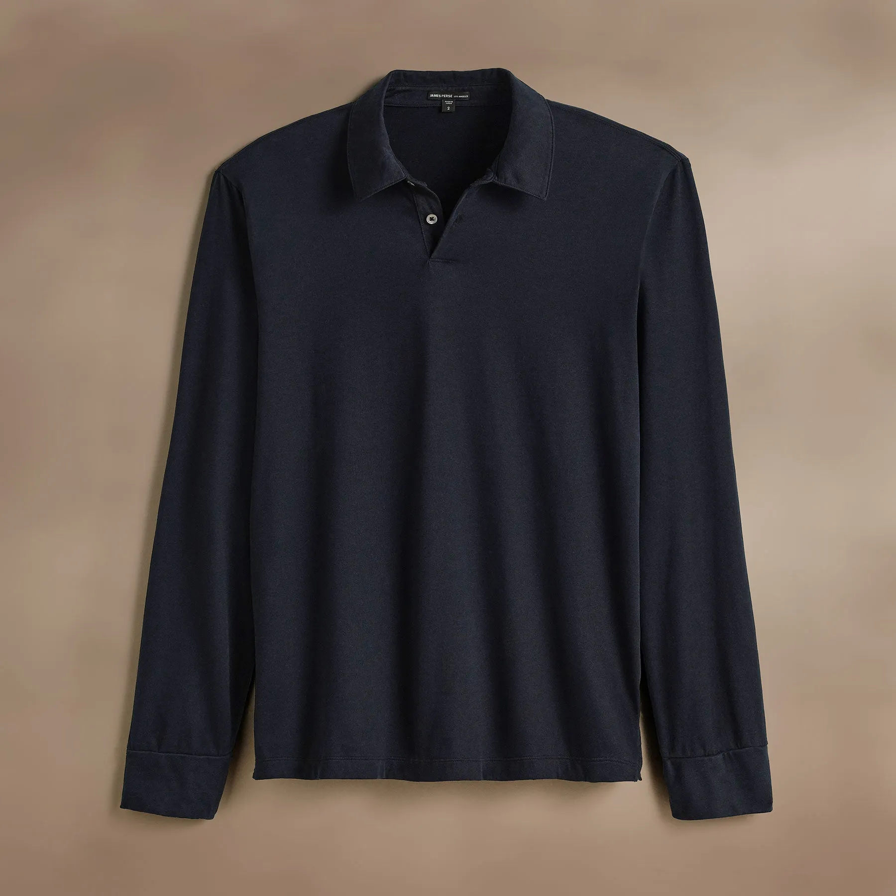 Heavy Luxe Jersey Long Sleeve Polo - French Navy
