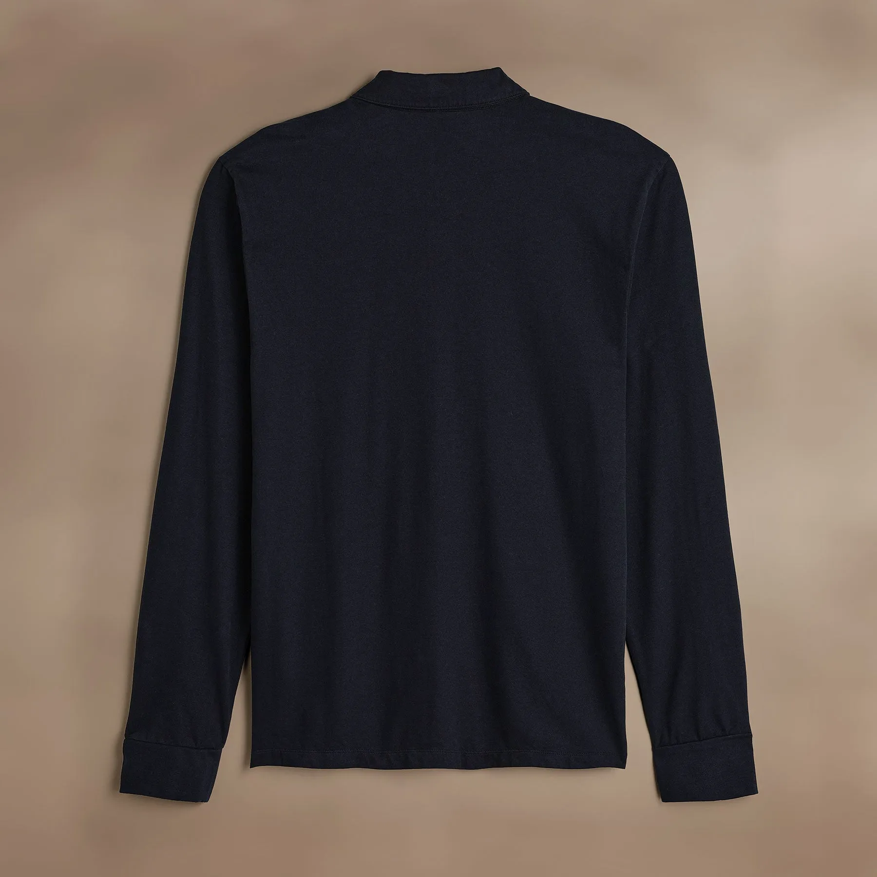 Heavy Luxe Jersey Long Sleeve Polo - French Navy