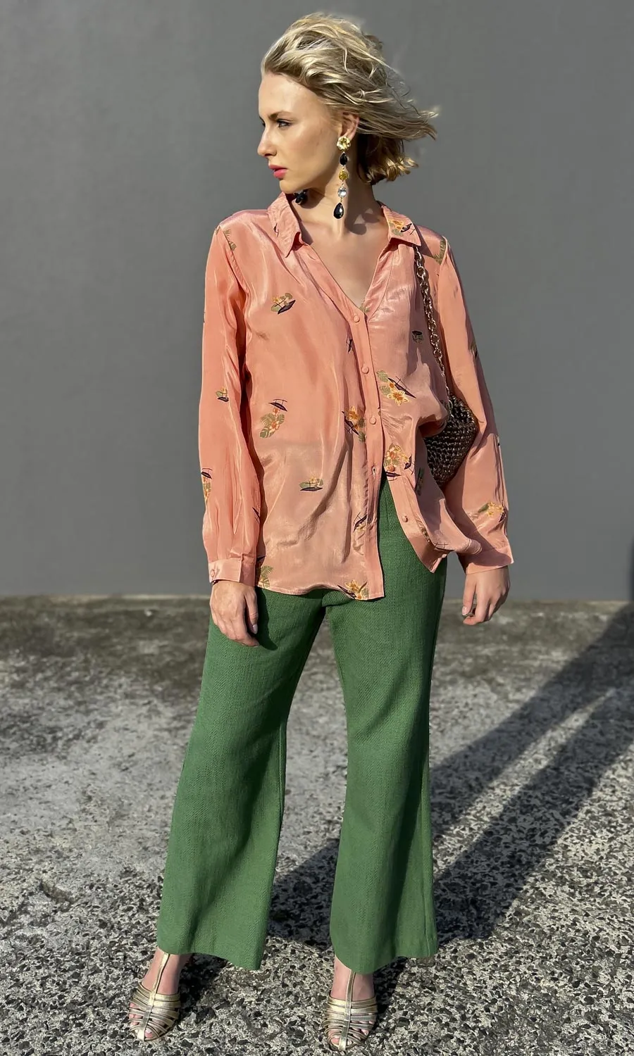 hoss L/S Apricot Crepe Boat Shirt