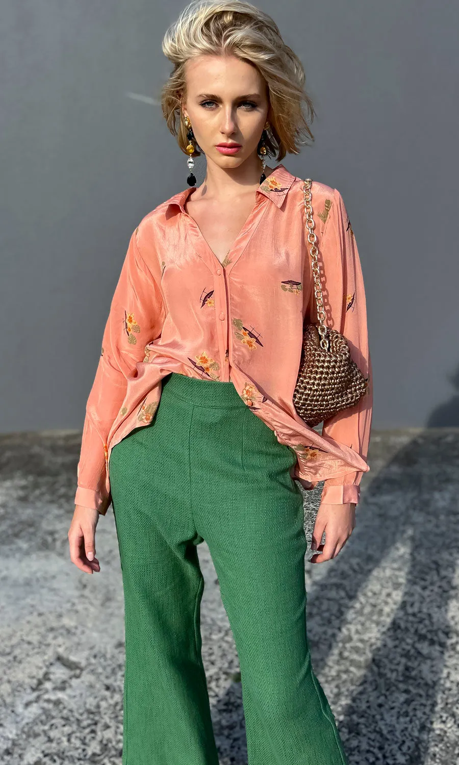 hoss L/S Apricot Crepe Boat Shirt