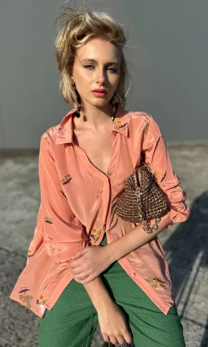 hoss L/S Apricot Crepe Boat Shirt