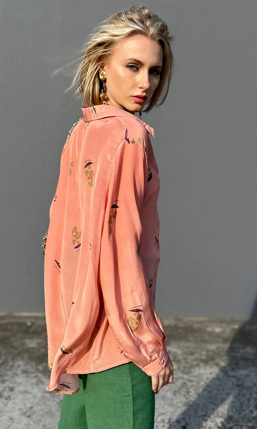 hoss L/S Apricot Crepe Boat Shirt