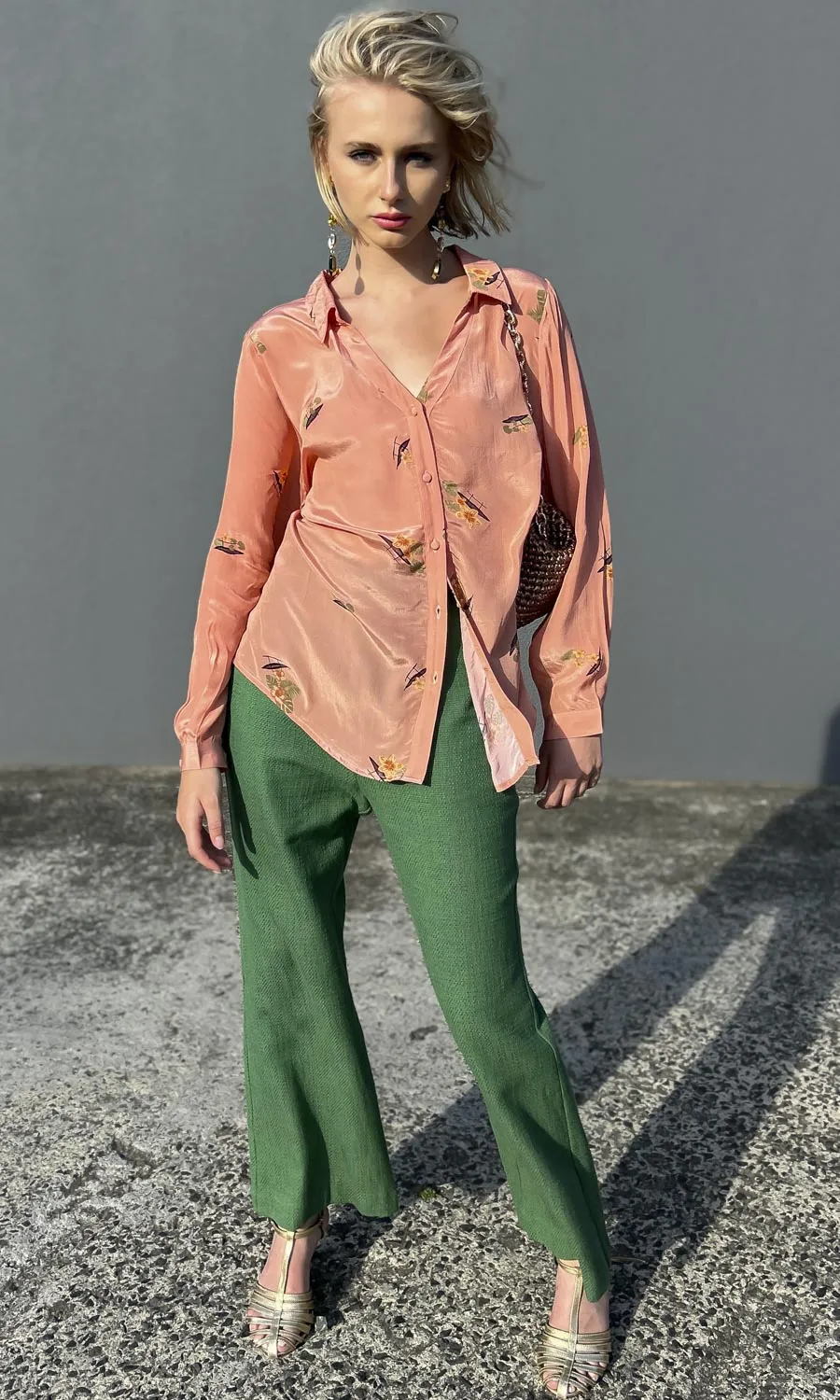 hoss L/S Apricot Crepe Boat Shirt
