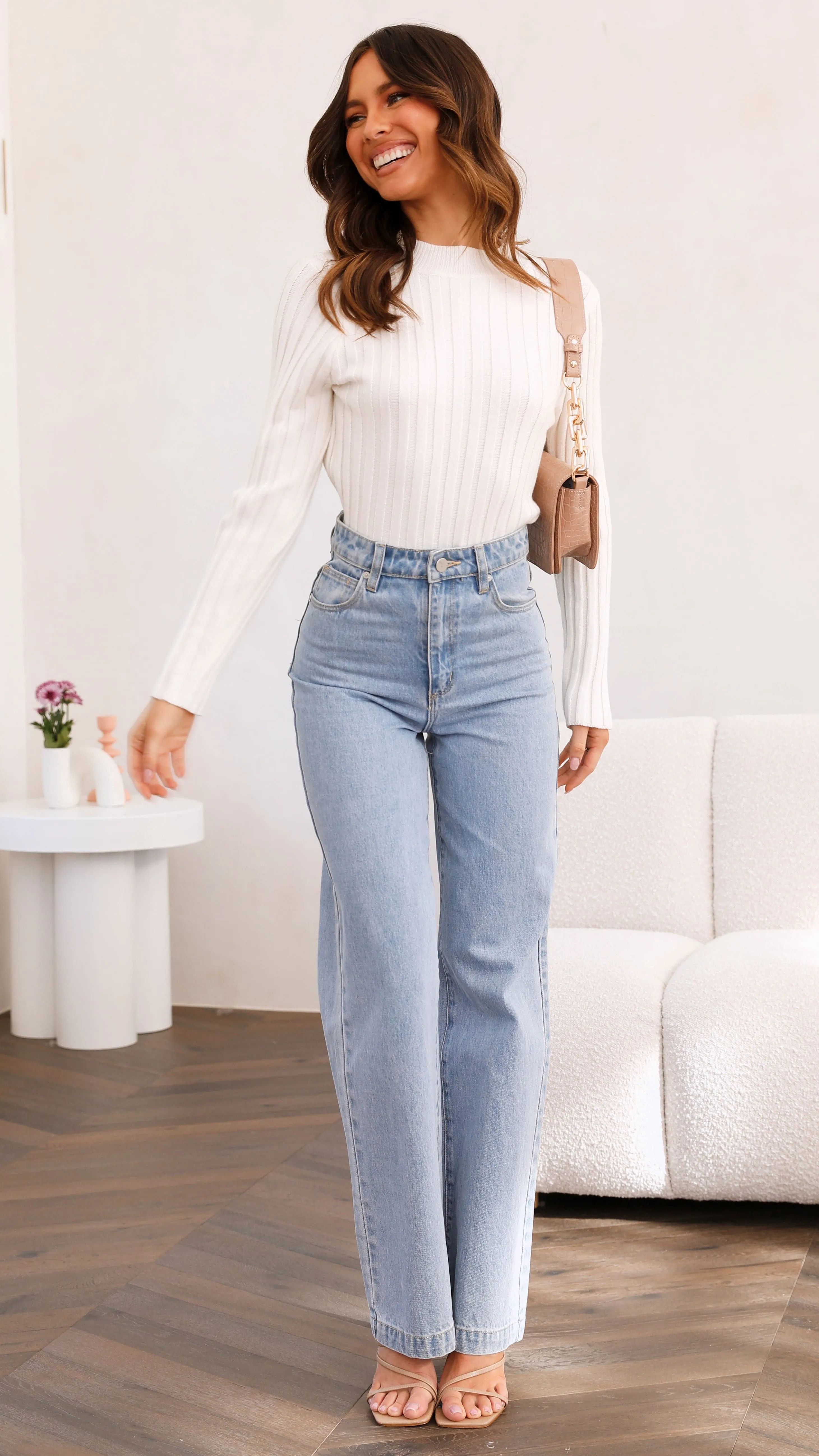 Imogen Long Sleeve Knit Crop - White
