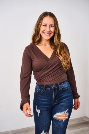 Latched Mama Ribbed Long Sleeve Nursing Wrap Top - Final Sale