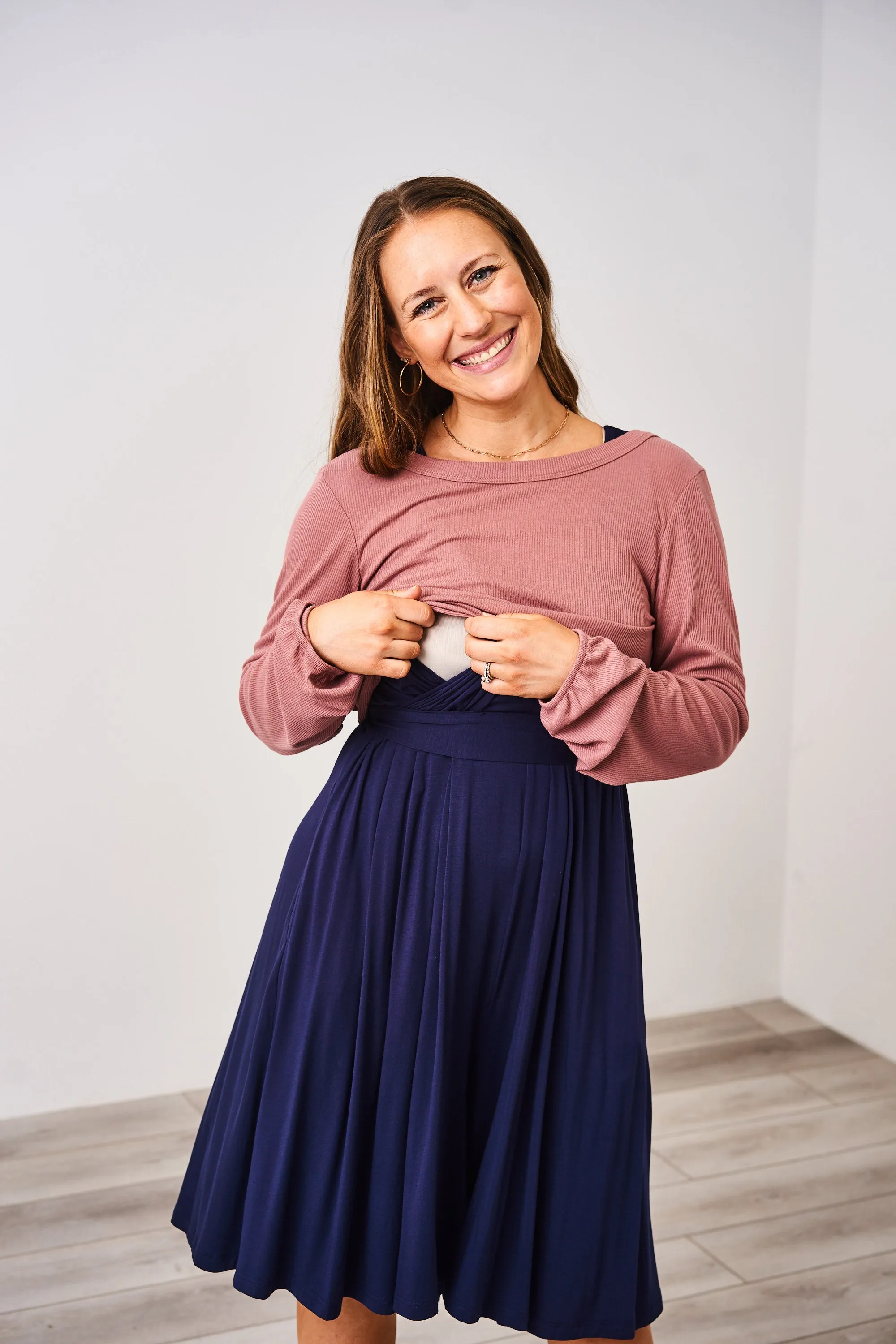 Latched Mama Ribbed Long Sleeve Nursing Wrap Top - Final Sale