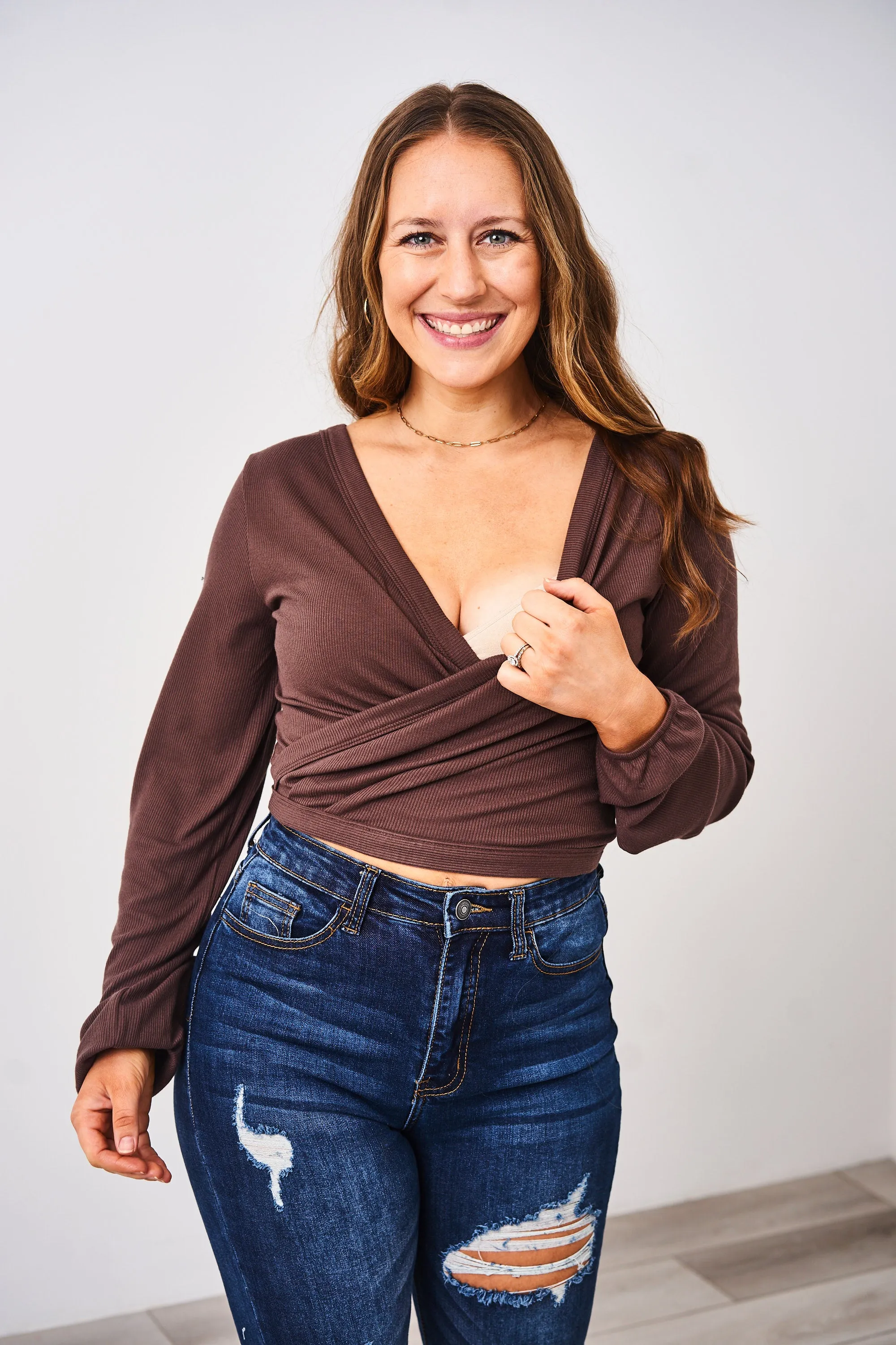 Latched Mama Ribbed Long Sleeve Nursing Wrap Top - Final Sale