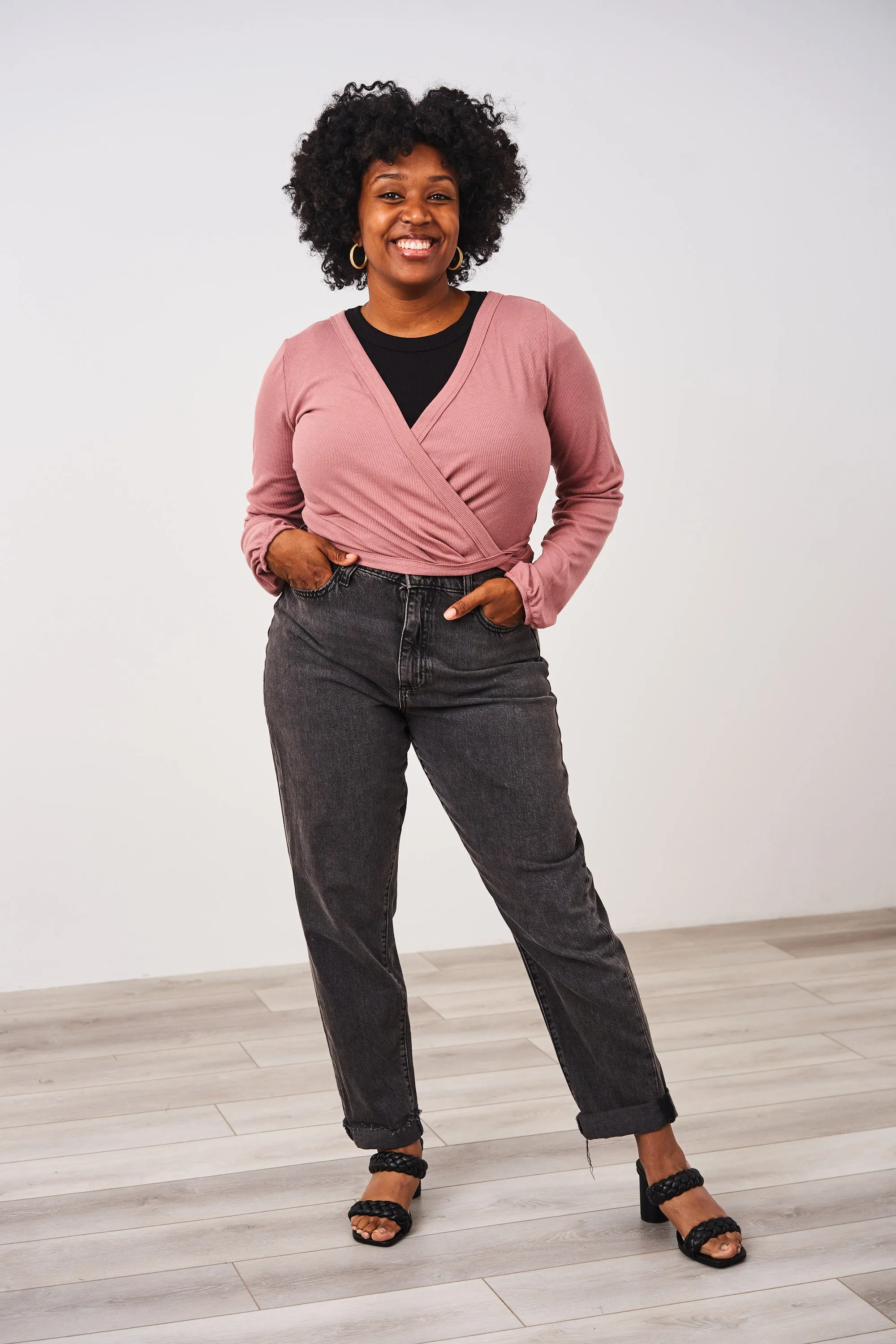 Latched Mama Ribbed Long Sleeve Nursing Wrap Top - Final Sale