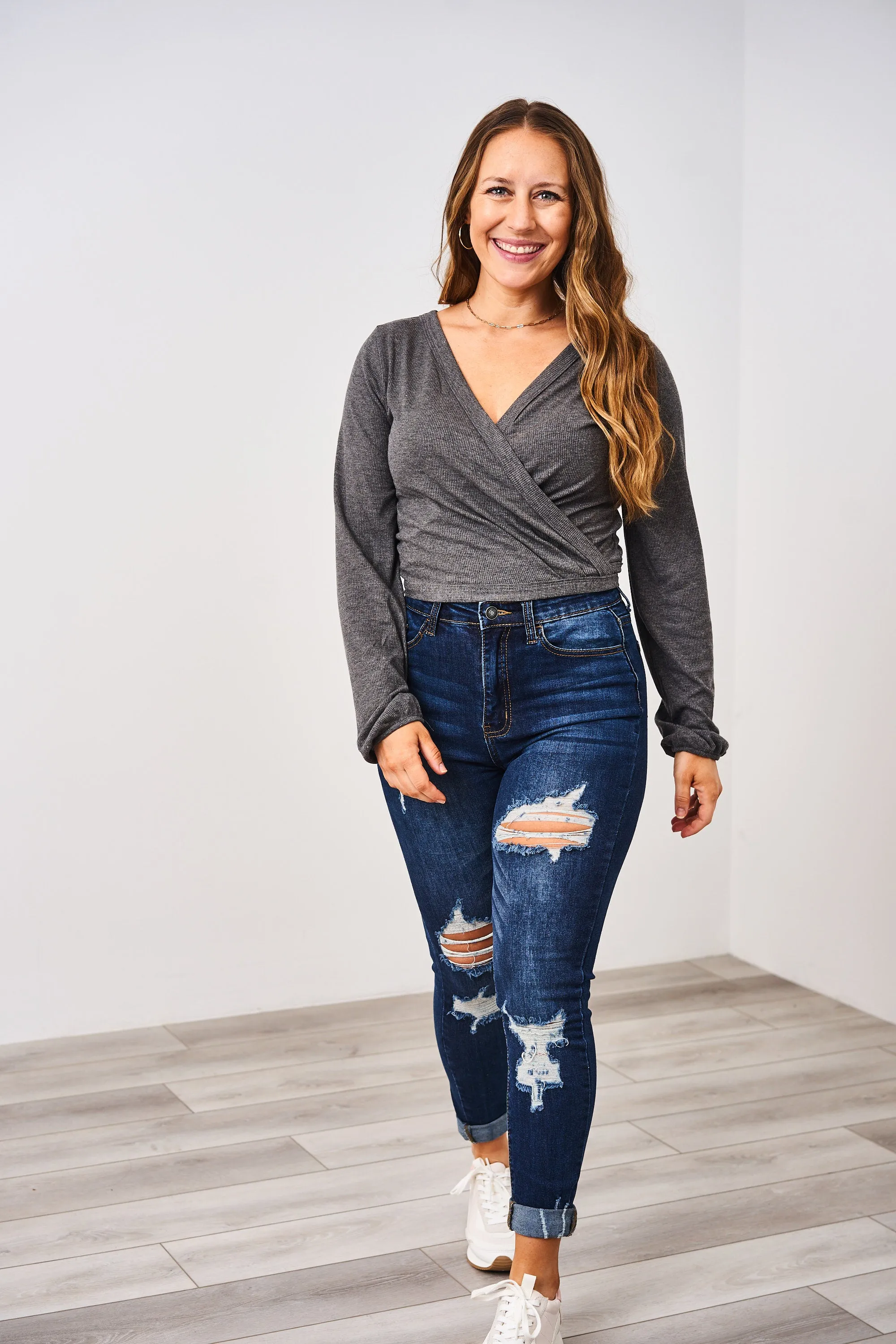Latched Mama Ribbed Long Sleeve Nursing Wrap Top - Final Sale