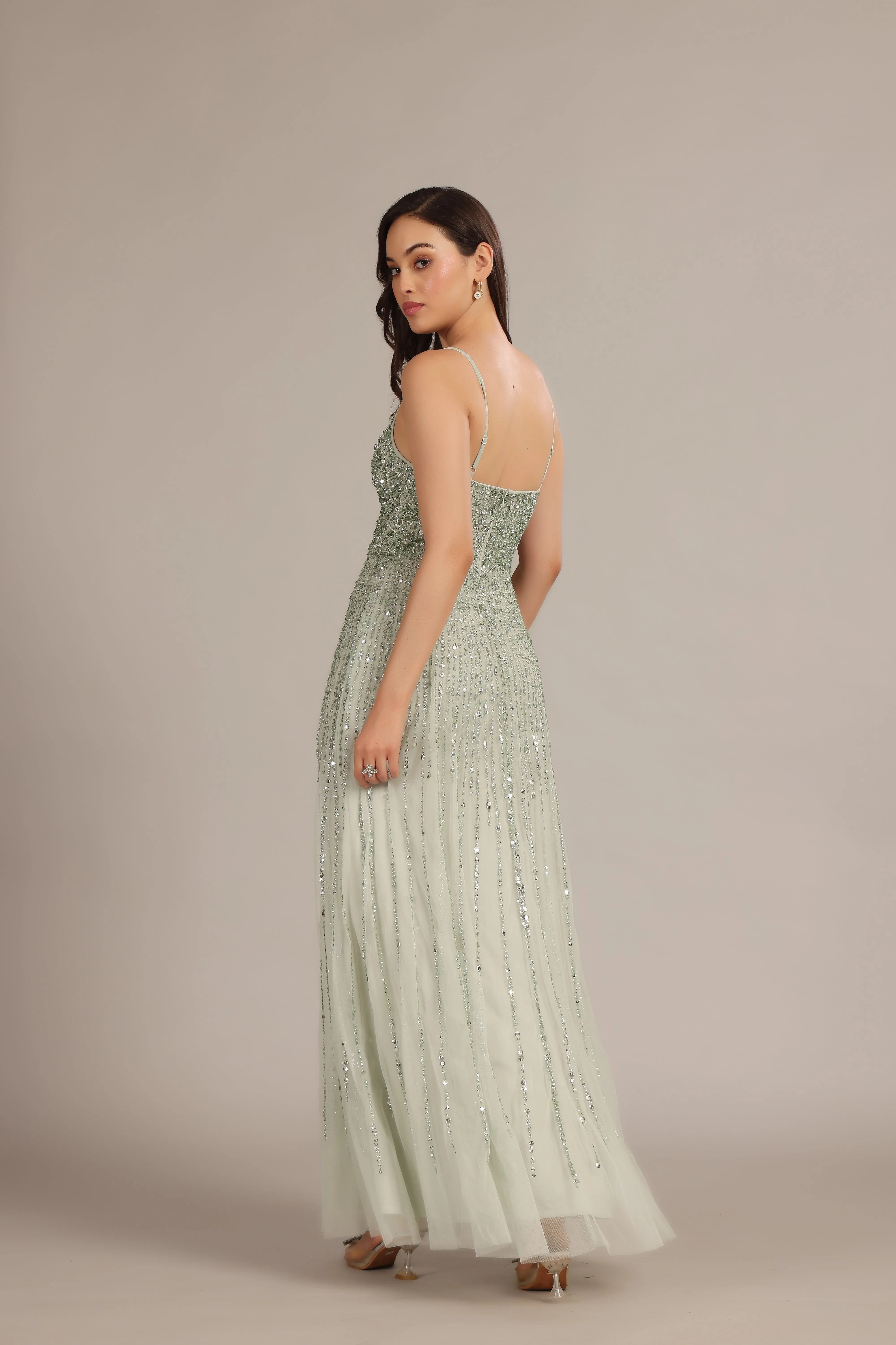 Legacy Embellished Maxi Dress in Sage Green