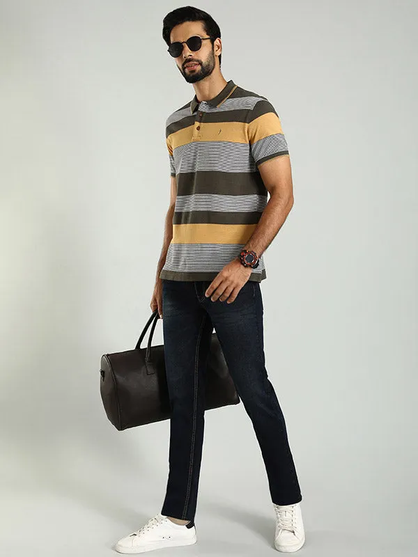 Men Striped Polo T-Shirt