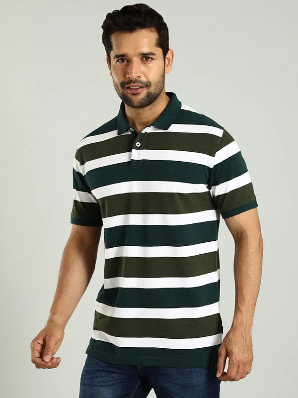 Men Striped Polo T-Shirt