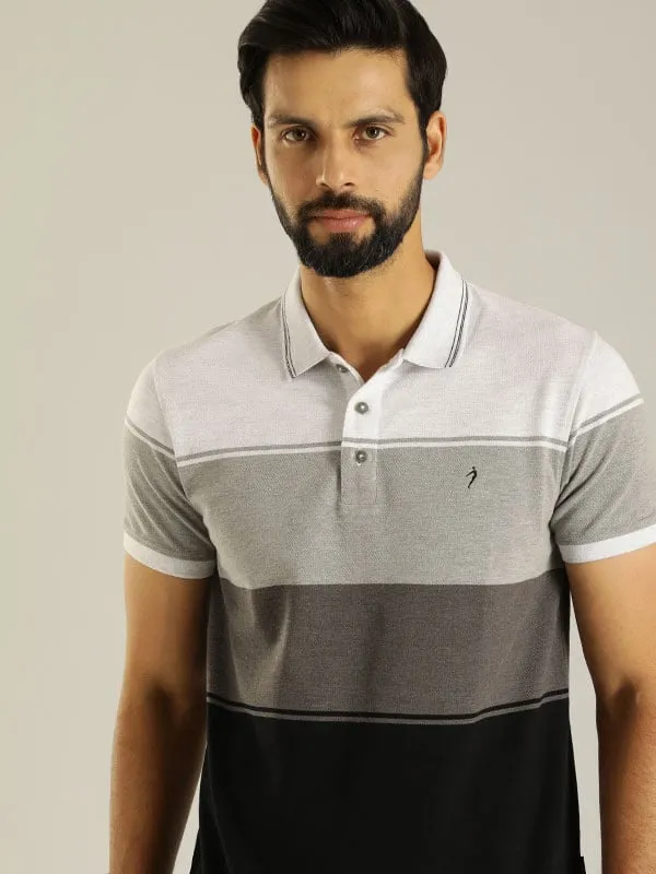 Men Striped Polo T-Shirt
