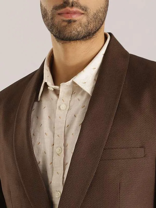 Men Textured Full Sleeve Casual Blazer