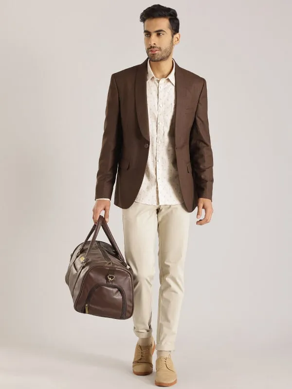Men Textured Full Sleeve Casual Blazer