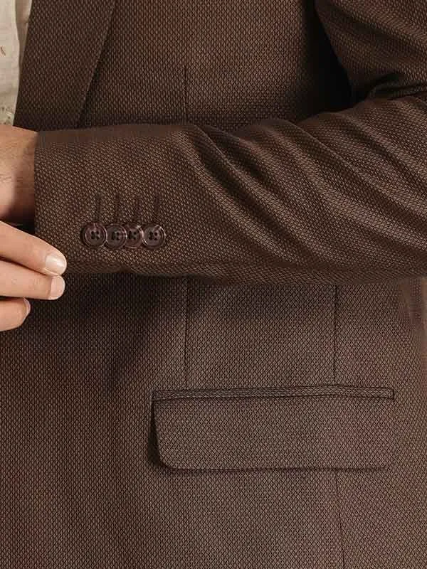 Men Textured Full Sleeve Casual Blazer