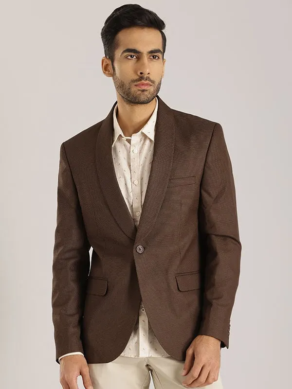 Men Textured Full Sleeve Casual Blazer