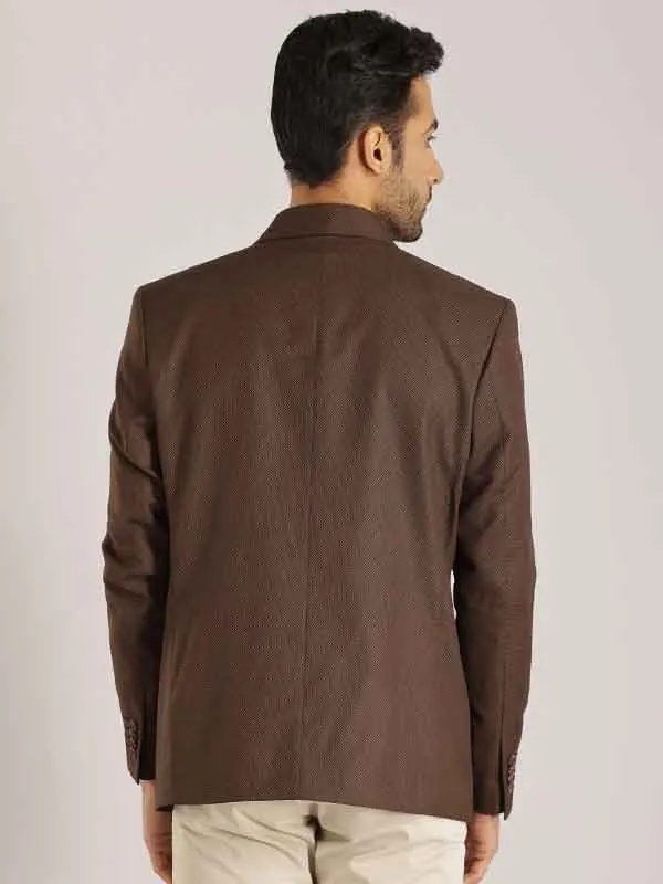 Men Textured Full Sleeve Casual Blazer