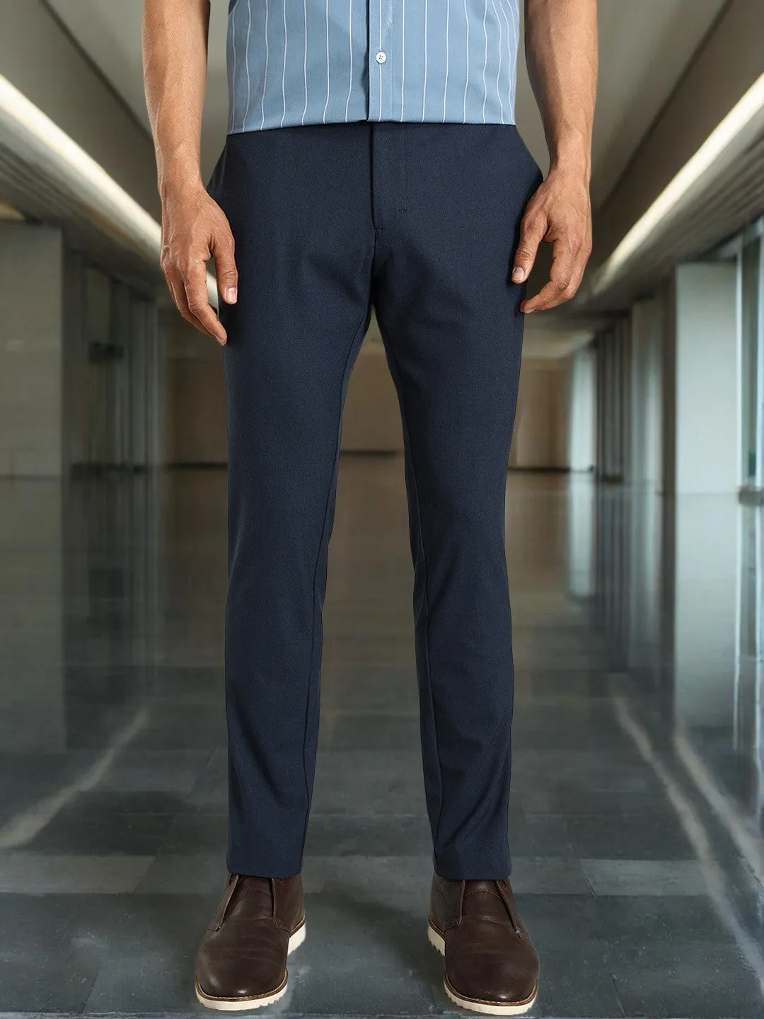 Men Urban Fit Polyester Blend Trouser