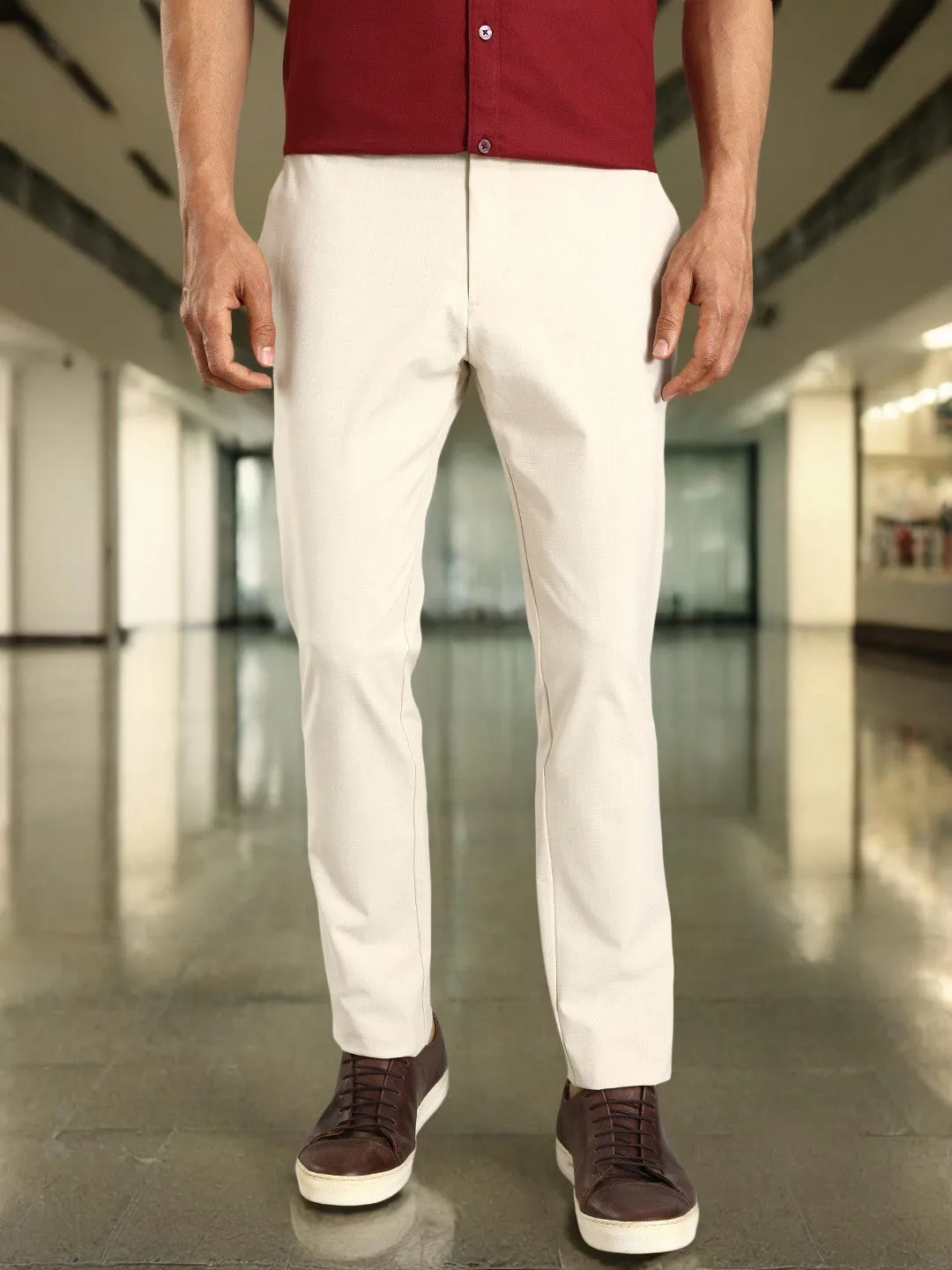 Men Urban Fit Polyester Blend Trouser