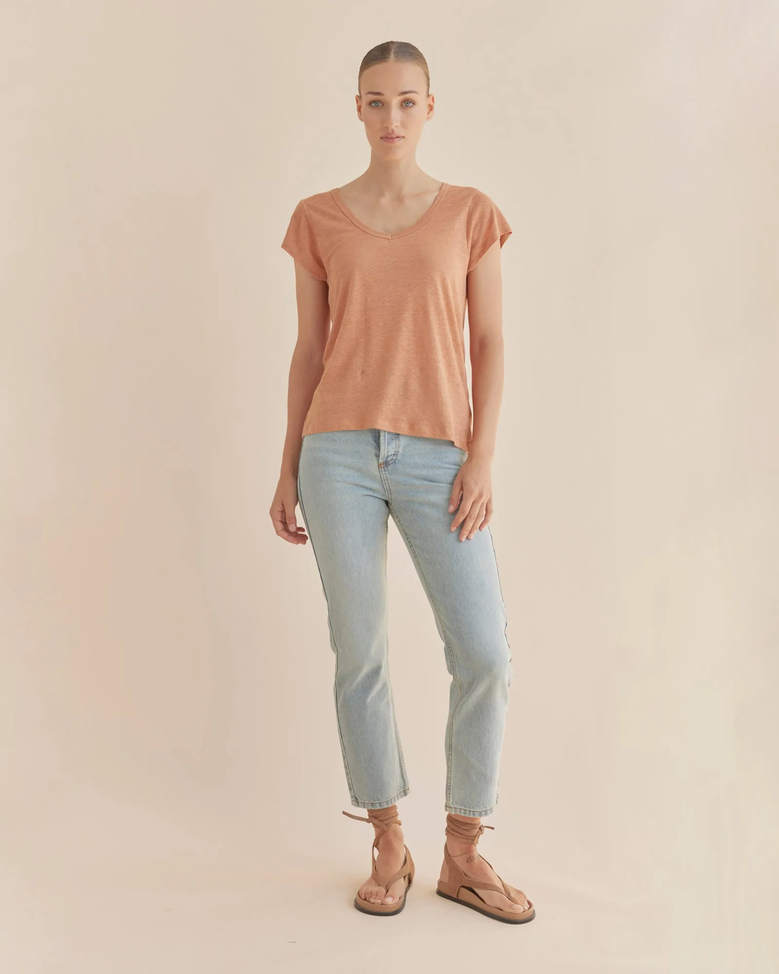 Newport Linen Jersey Tee - Rust