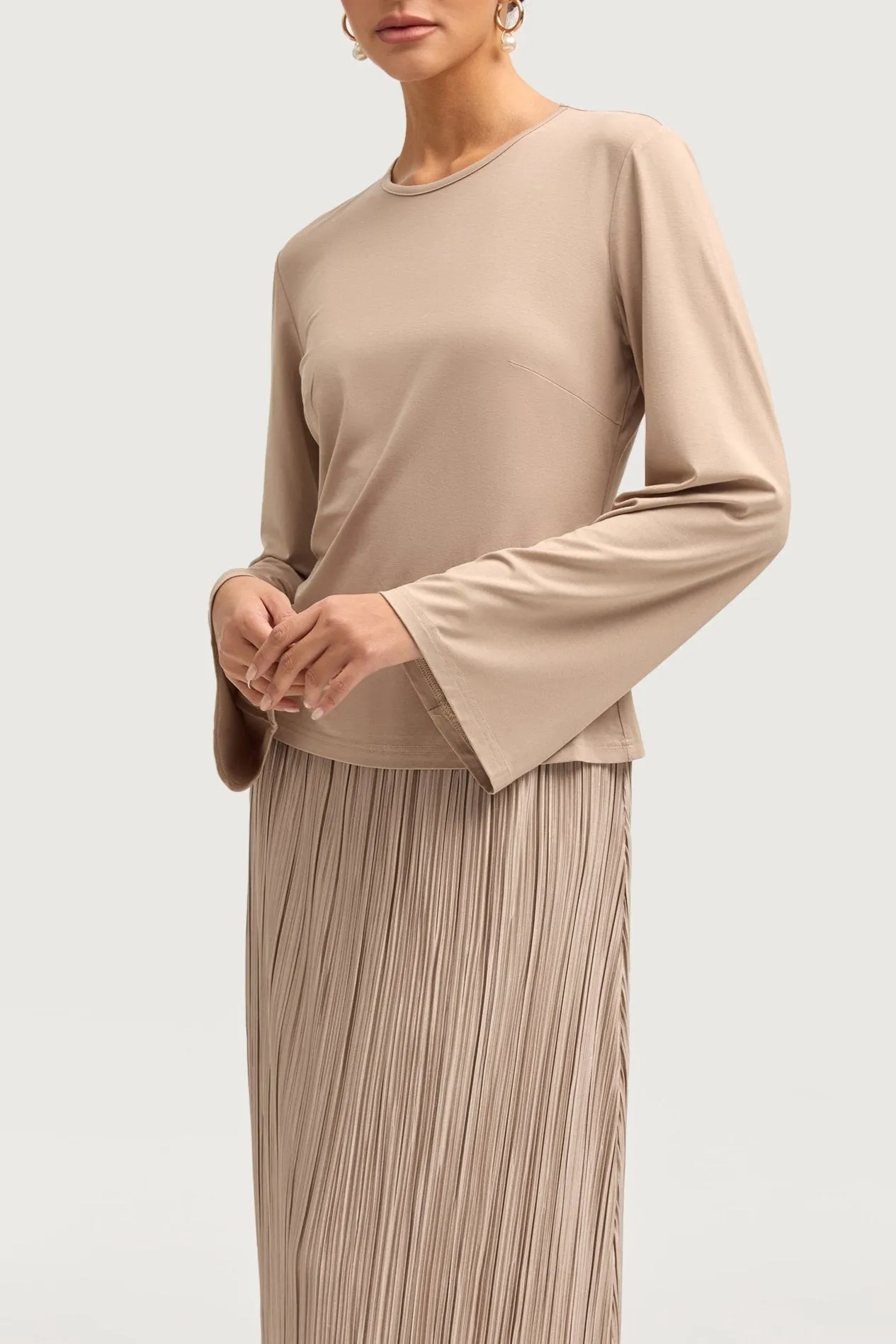Niya Jersey Top - Taupe