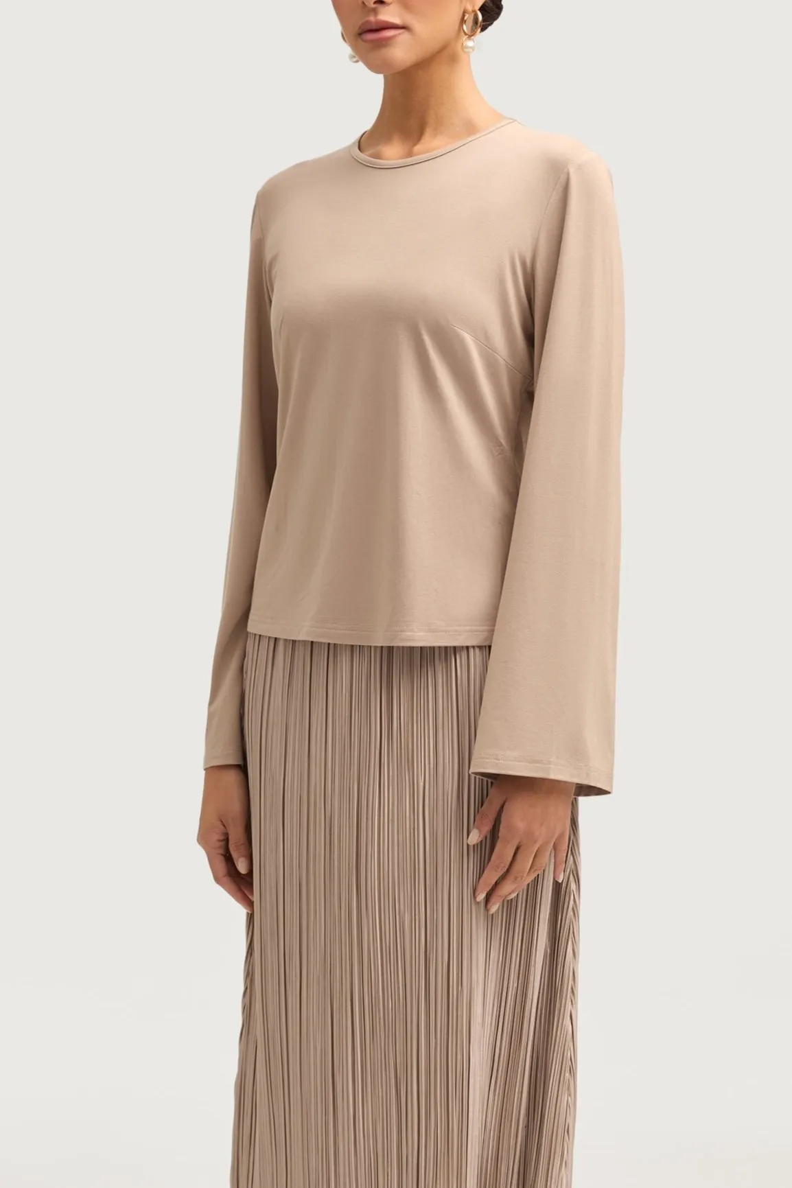 Niya Jersey Top - Taupe