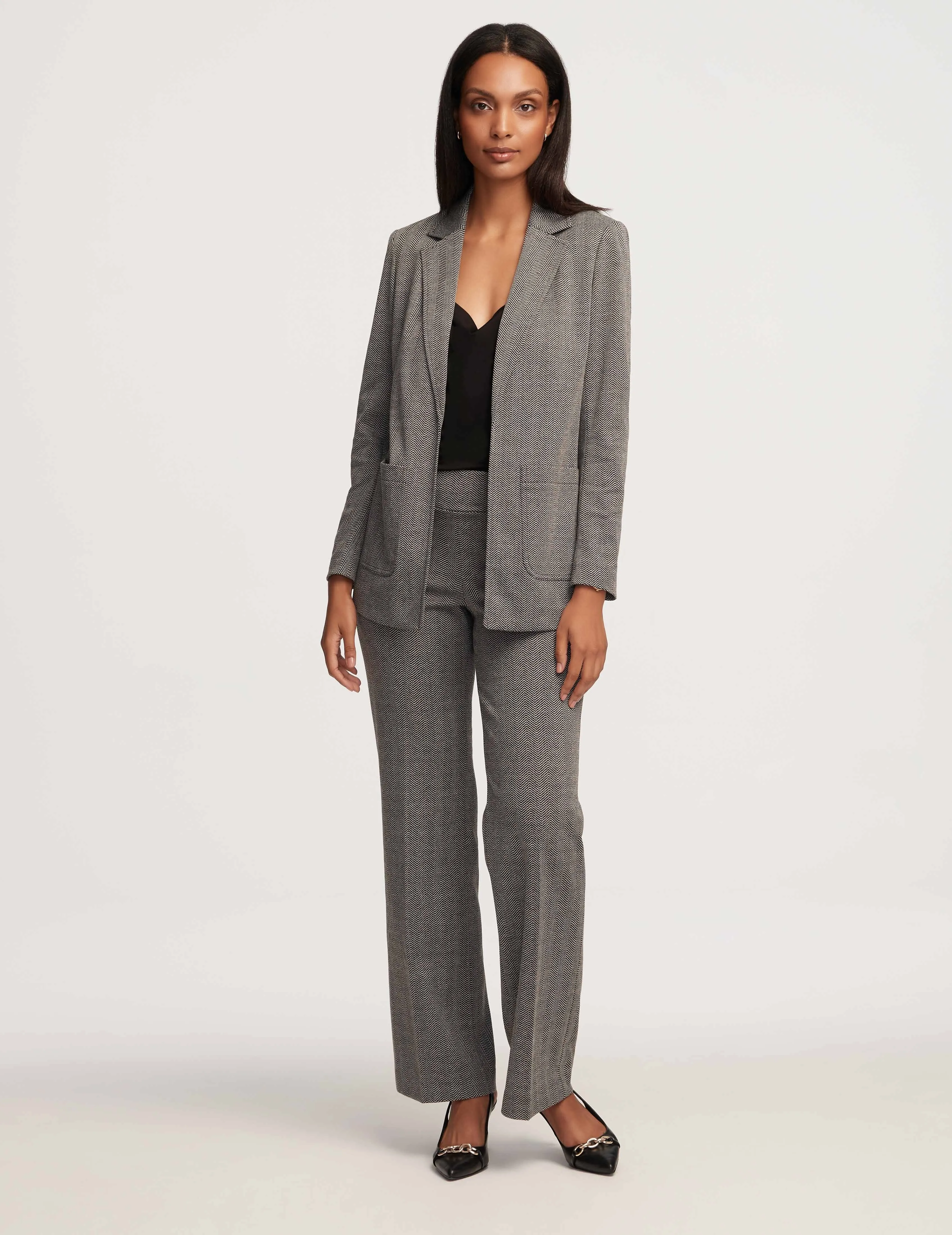 Notched Collar Jacket With Patch Pockets- Sale
