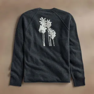 Palm Tree Cashmere Raglan - Coal/Off White