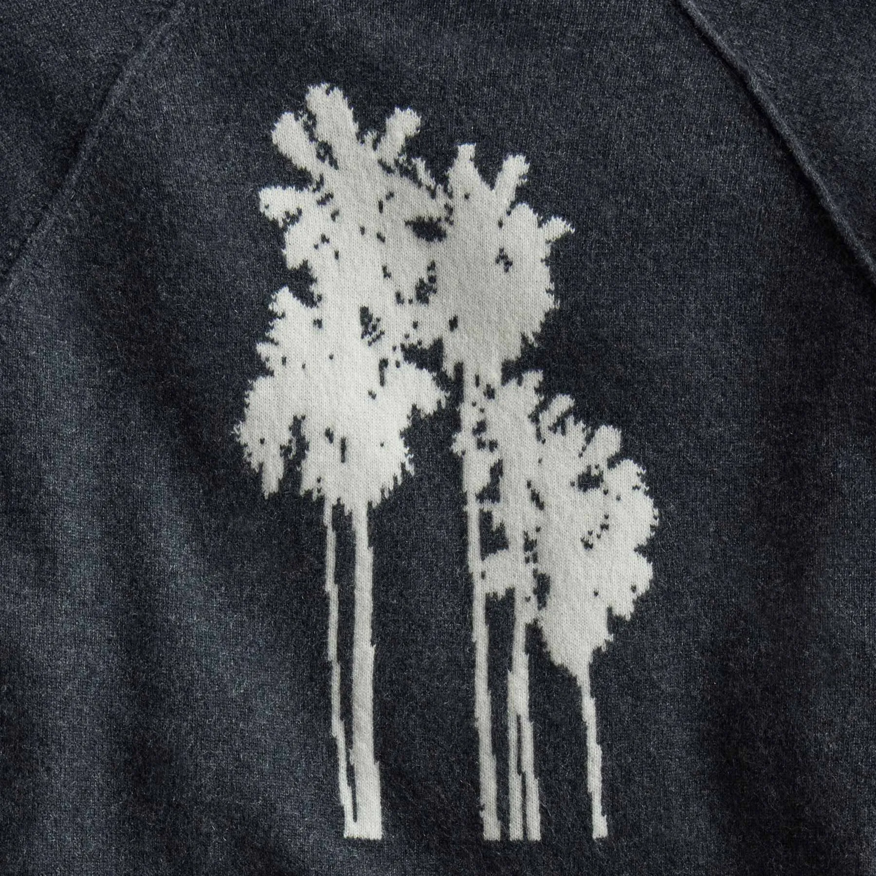 Palm Tree Cashmere Raglan - Coal/Off White