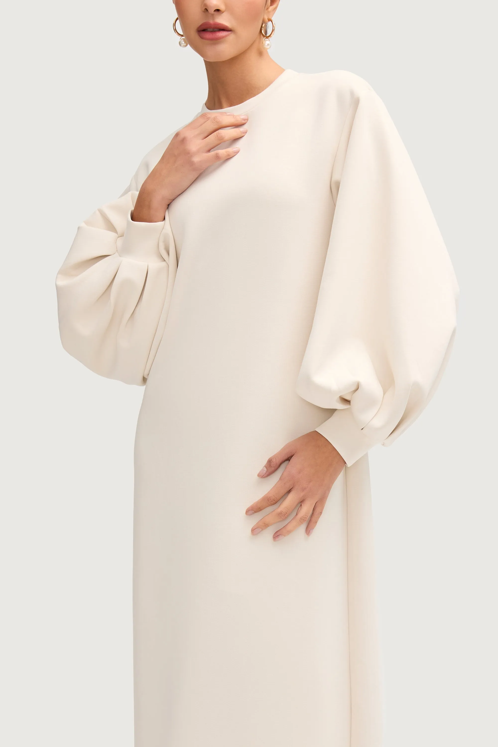 Payton Balloon Sleeve Maxi Dress - Oat Milk