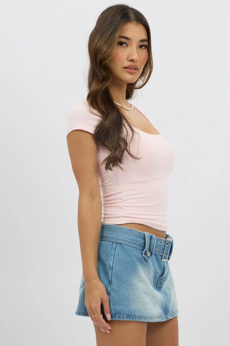 Pink Supersoft Top Cap Sleeve
