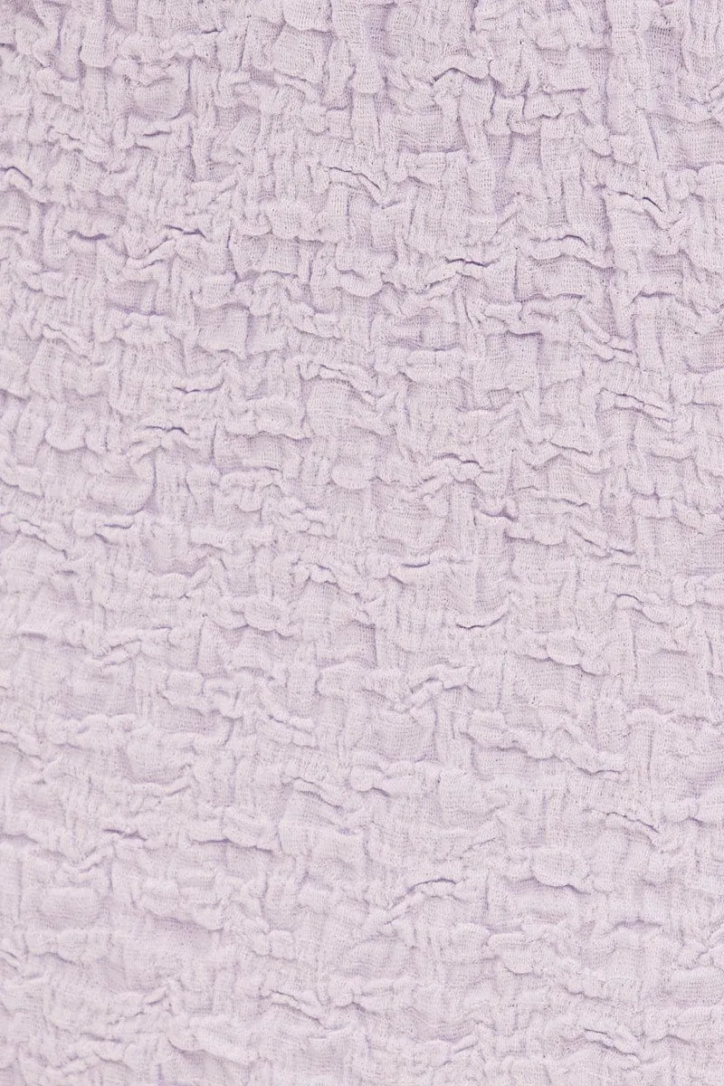 Purple Midi Skirt Elastic Waist Textured