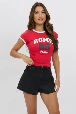 Red Graphic Tee Short Sleeve