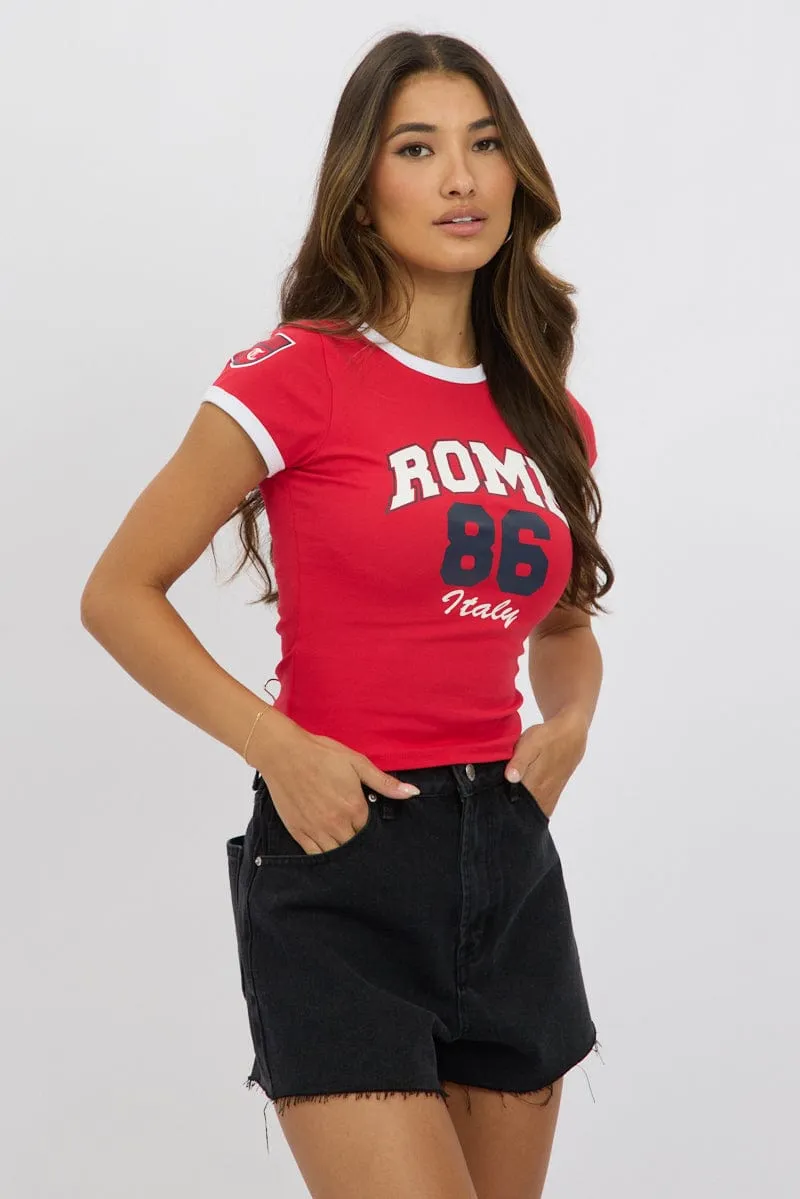 Red Graphic Tee Short Sleeve