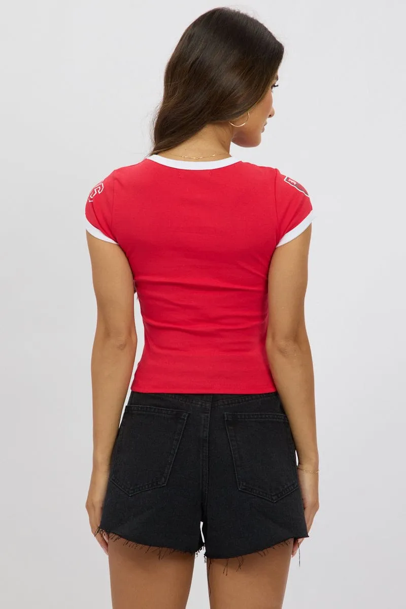 Red Graphic Tee Short Sleeve