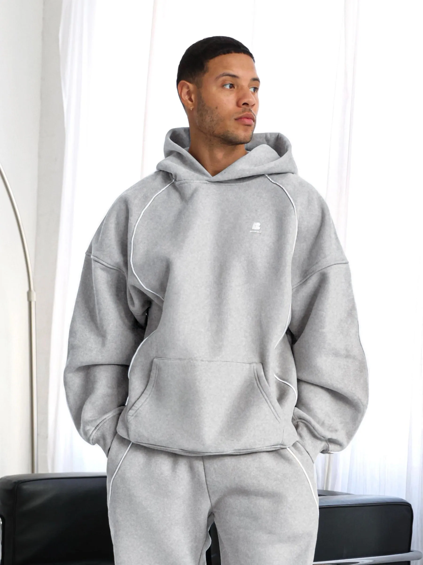 Seam Relaxed Hoodie - Marl Grey