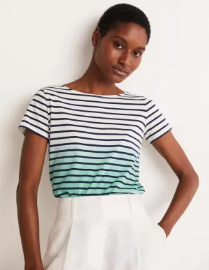 Short Sleeve Breton T-Shirt-Blues Ombre