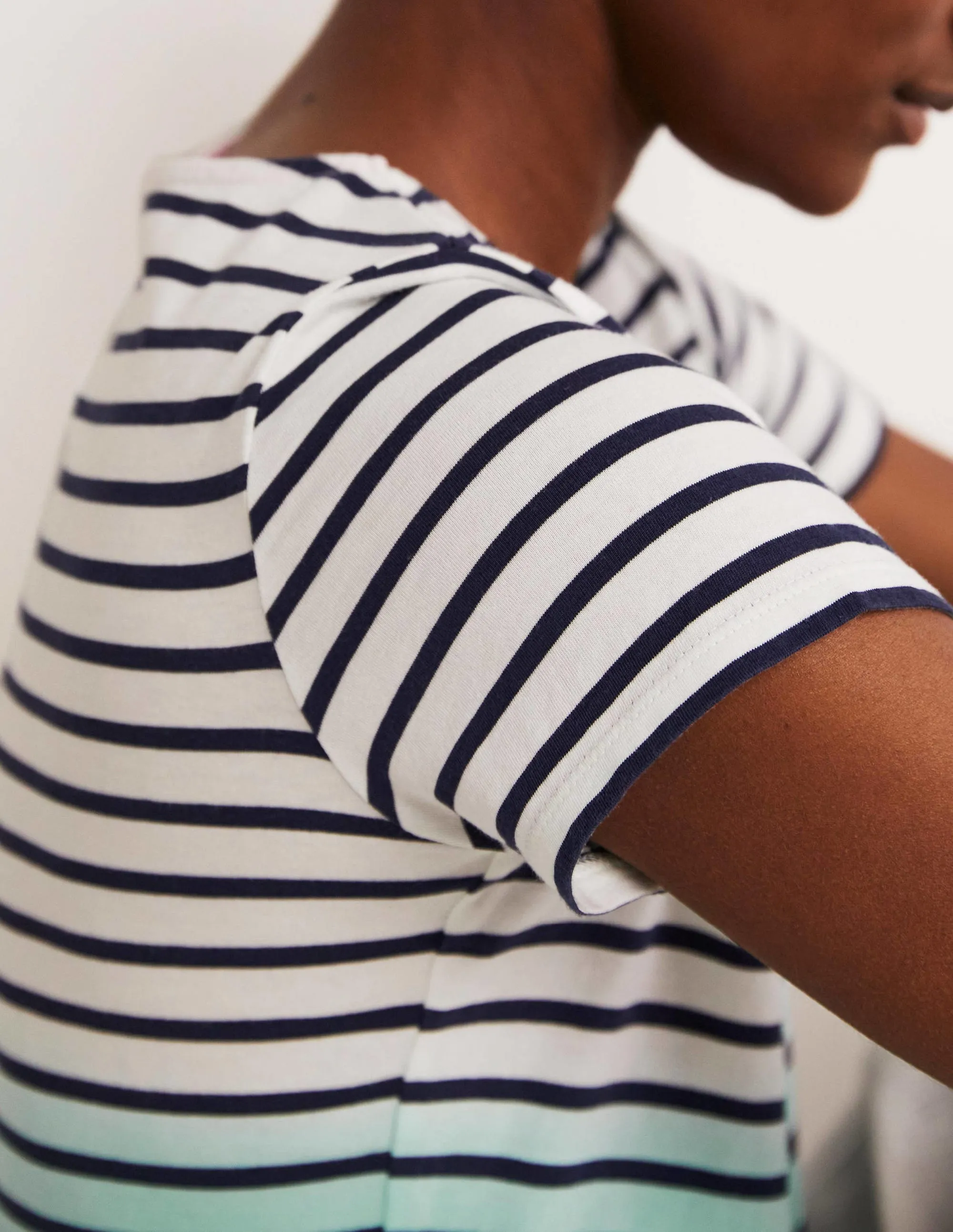 Short Sleeve Breton T-Shirt-Blues Ombre