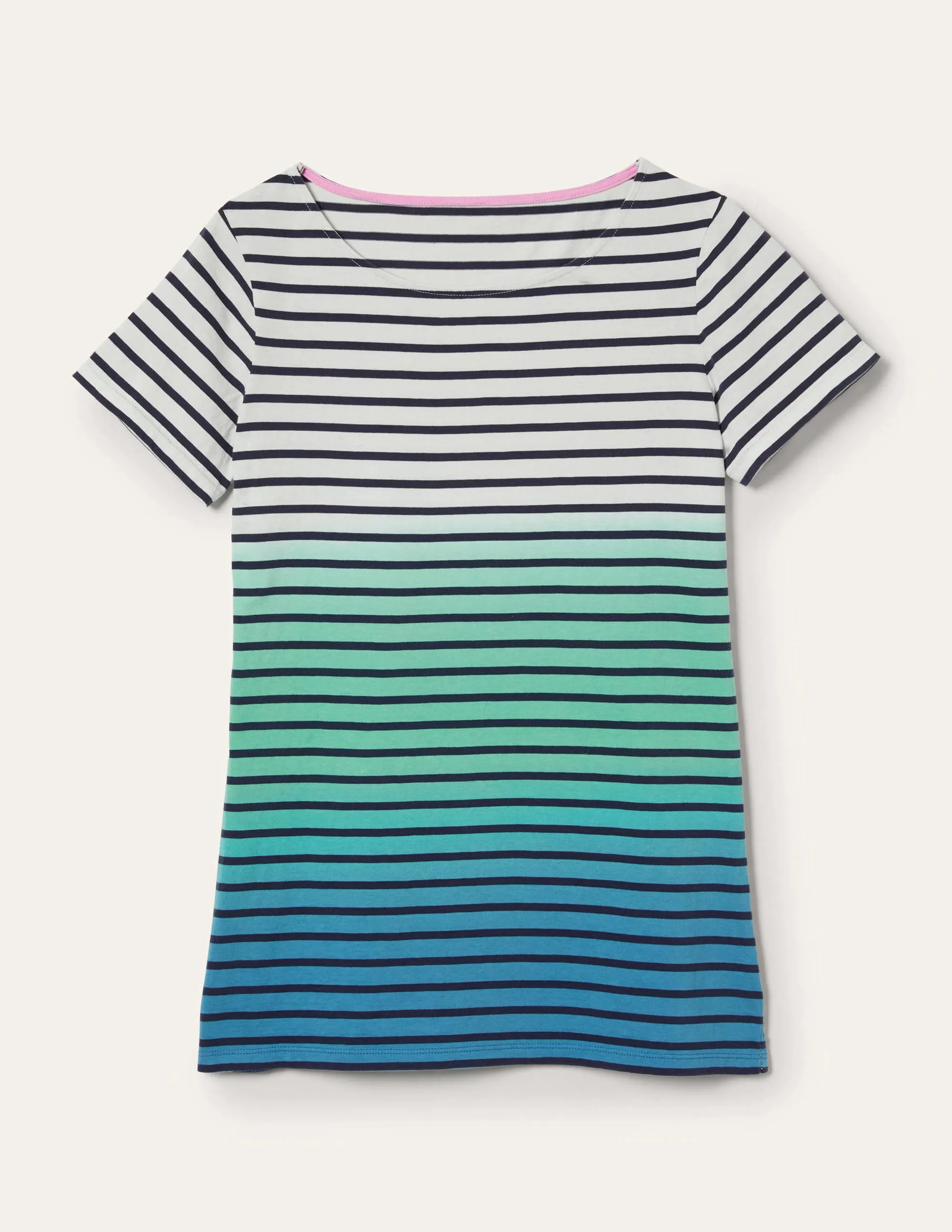 Short Sleeve Breton T-Shirt-Blues Ombre