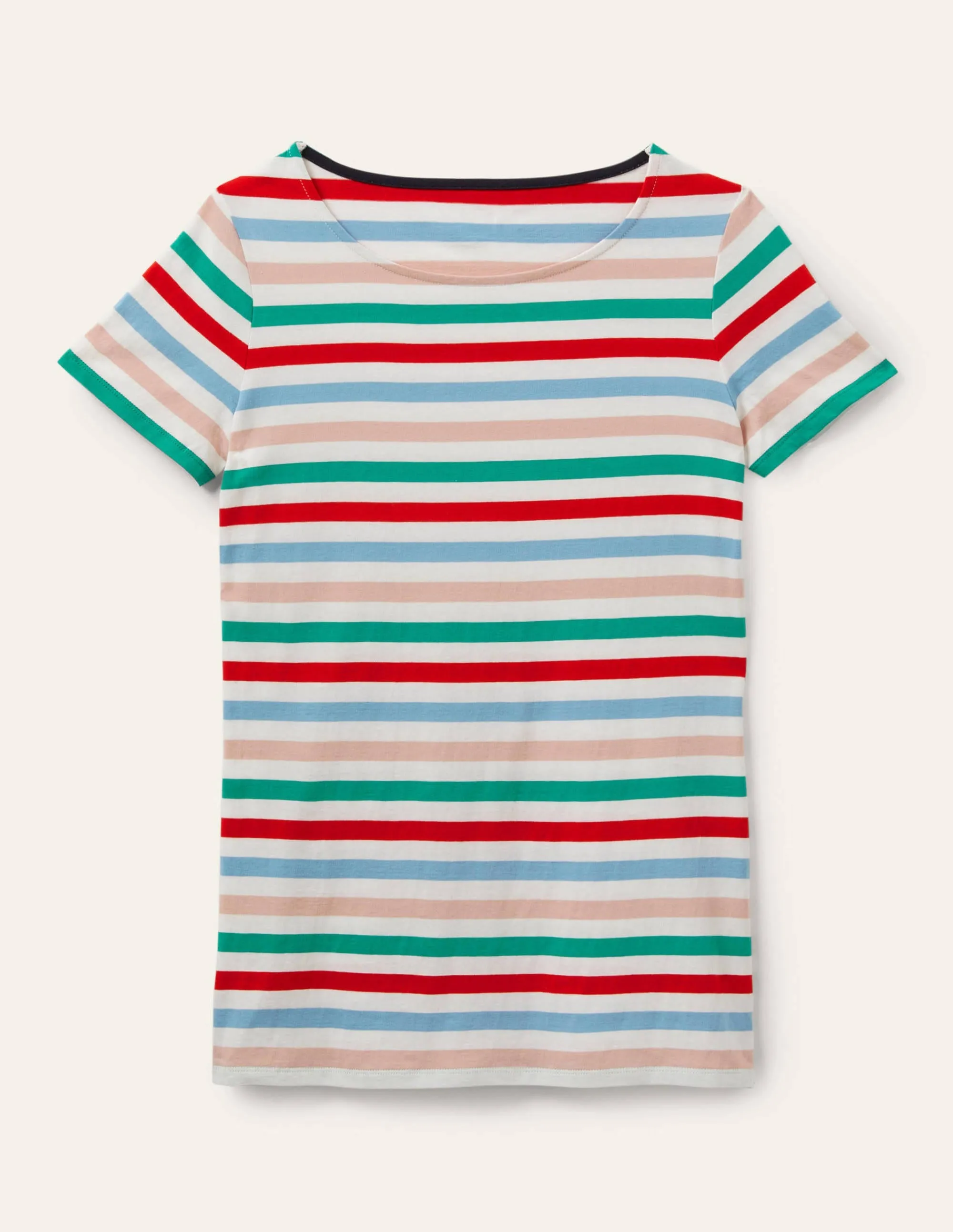 Short Sleeve Breton T-Shirt-Clover / Dusty Blue Stripe