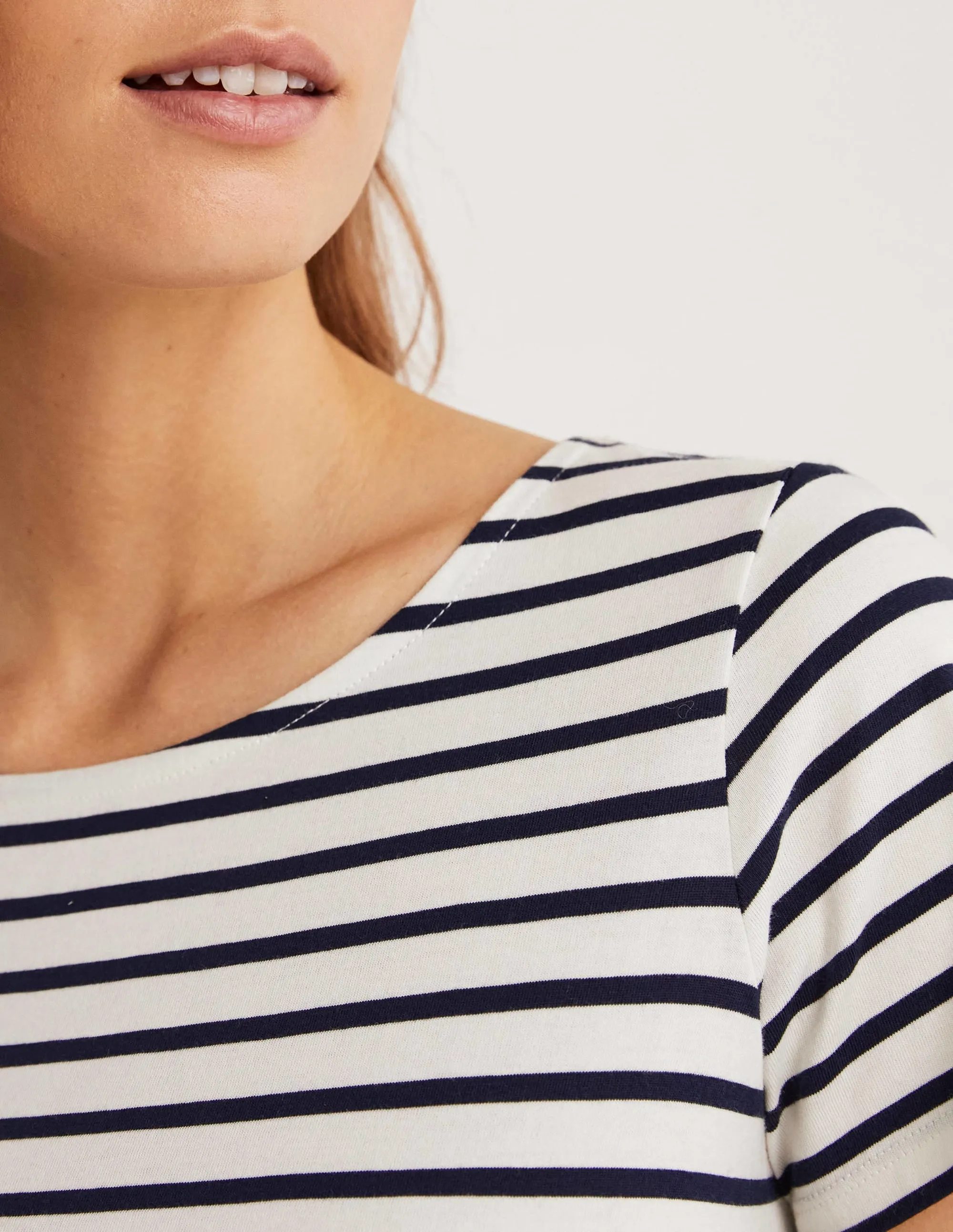 Short Sleeve Breton T-Shirt-Ivory / Navy Stripe