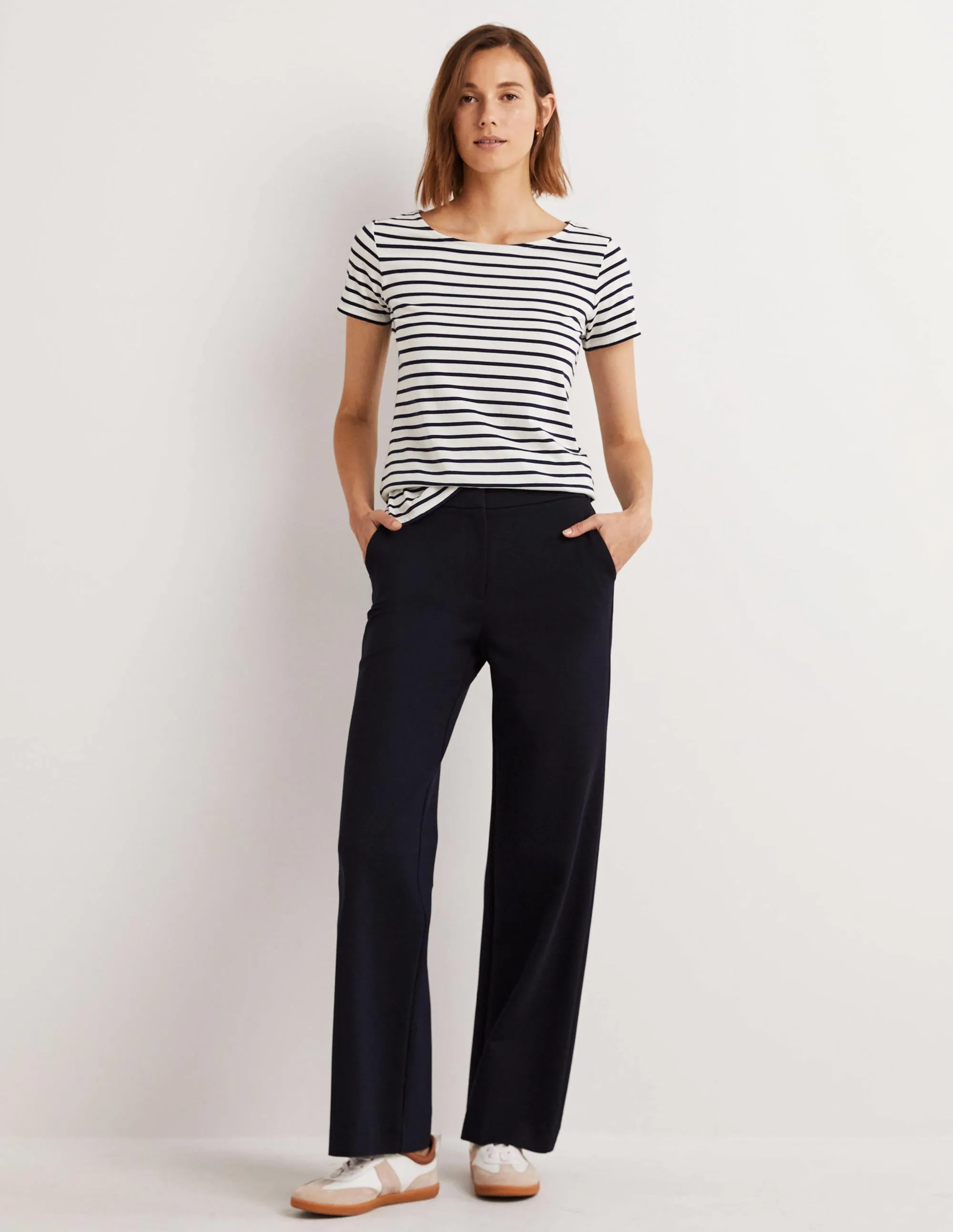 Short Sleeve Breton T-Shirt-Ivory / Navy Stripe