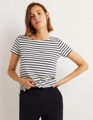 Short Sleeve Breton T-Shirt-Ivory / Navy Stripe