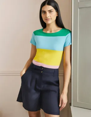 Short Sleeve Breton T-Shirt-Rainbow Wide Stripe