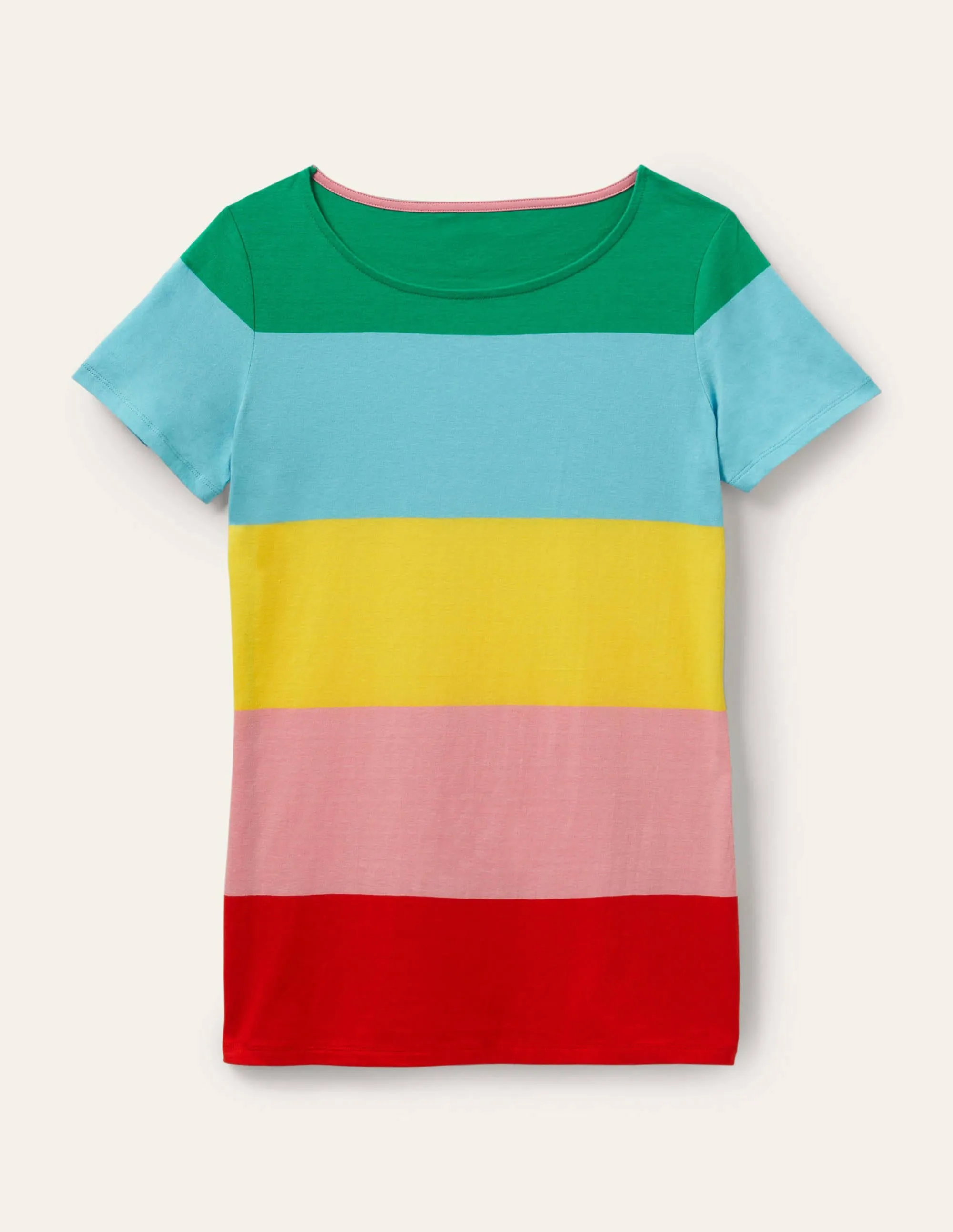 Short Sleeve Breton T-Shirt-Rainbow Wide Stripe
