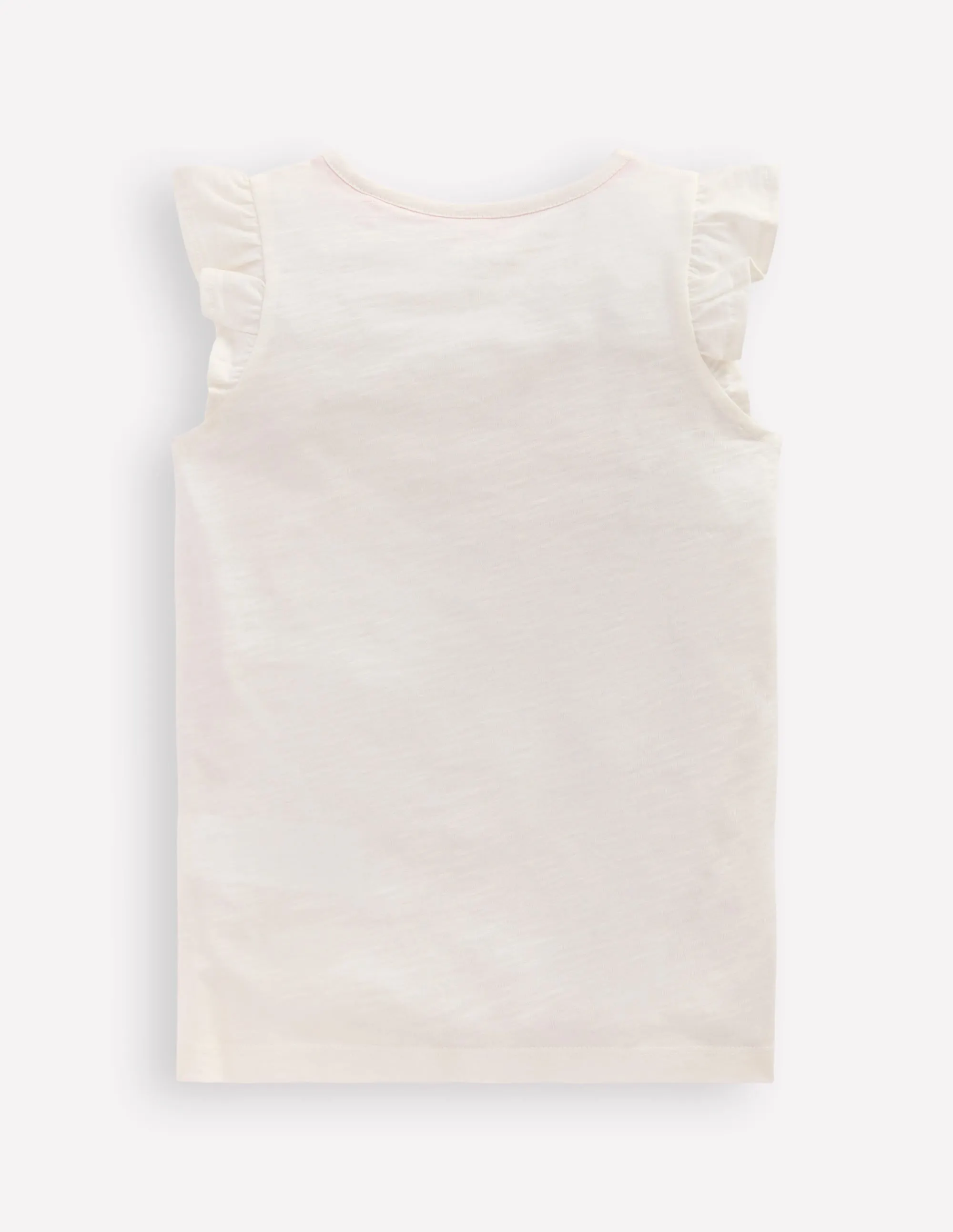 Short Sleeve Frill Logo Top-Soft Ivory Pets