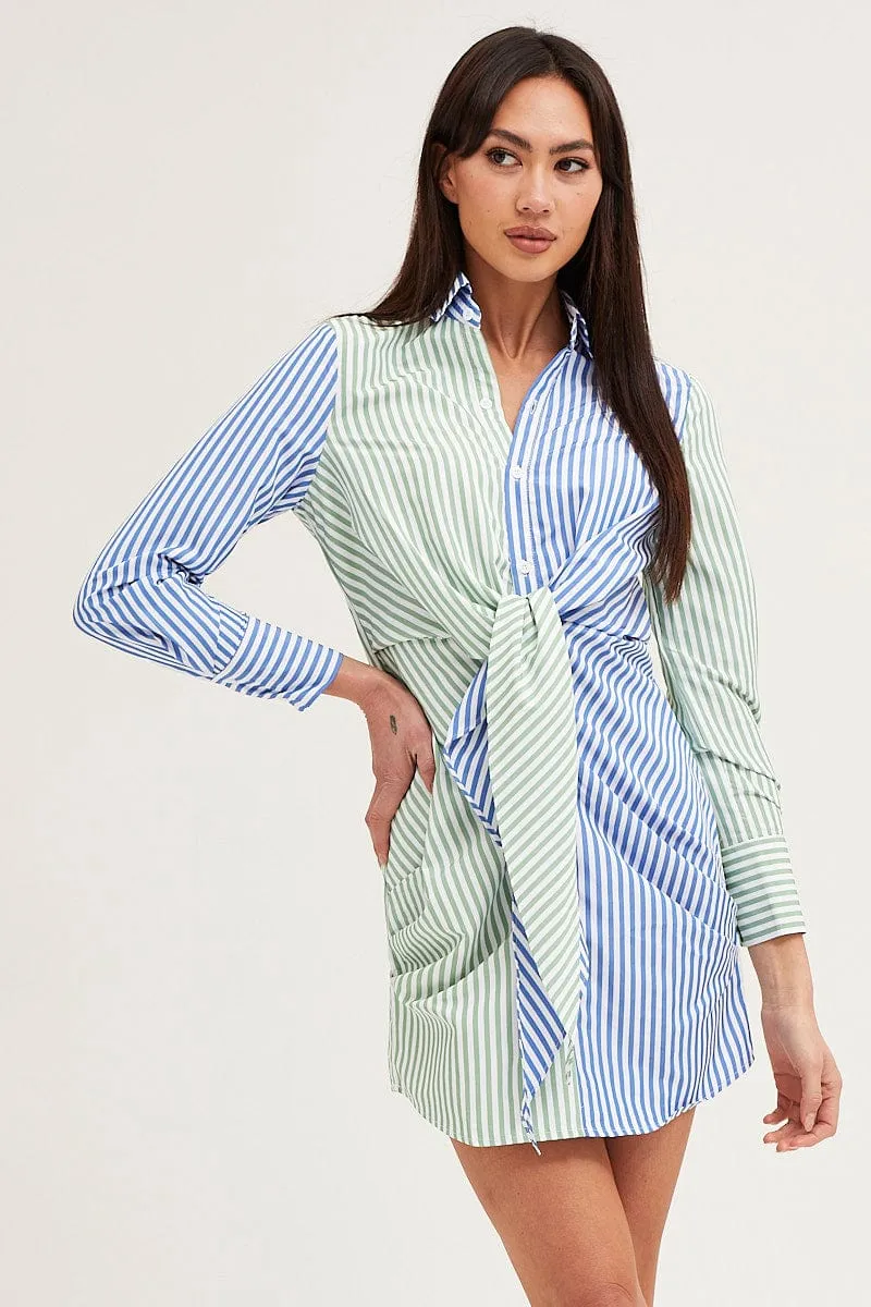 Stripe Shirt Dress Long Sleeve Mini