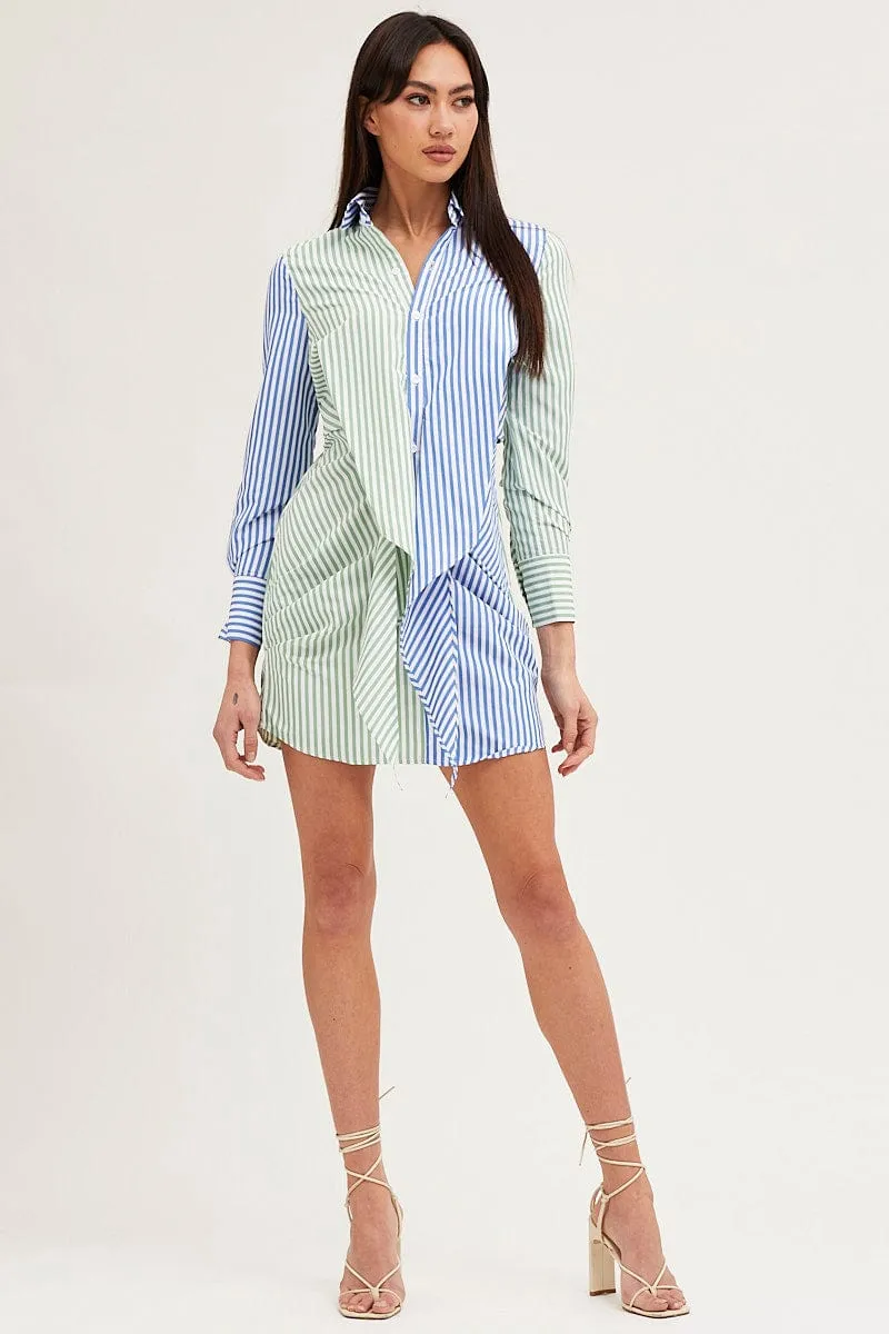 Stripe Shirt Dress Long Sleeve Mini