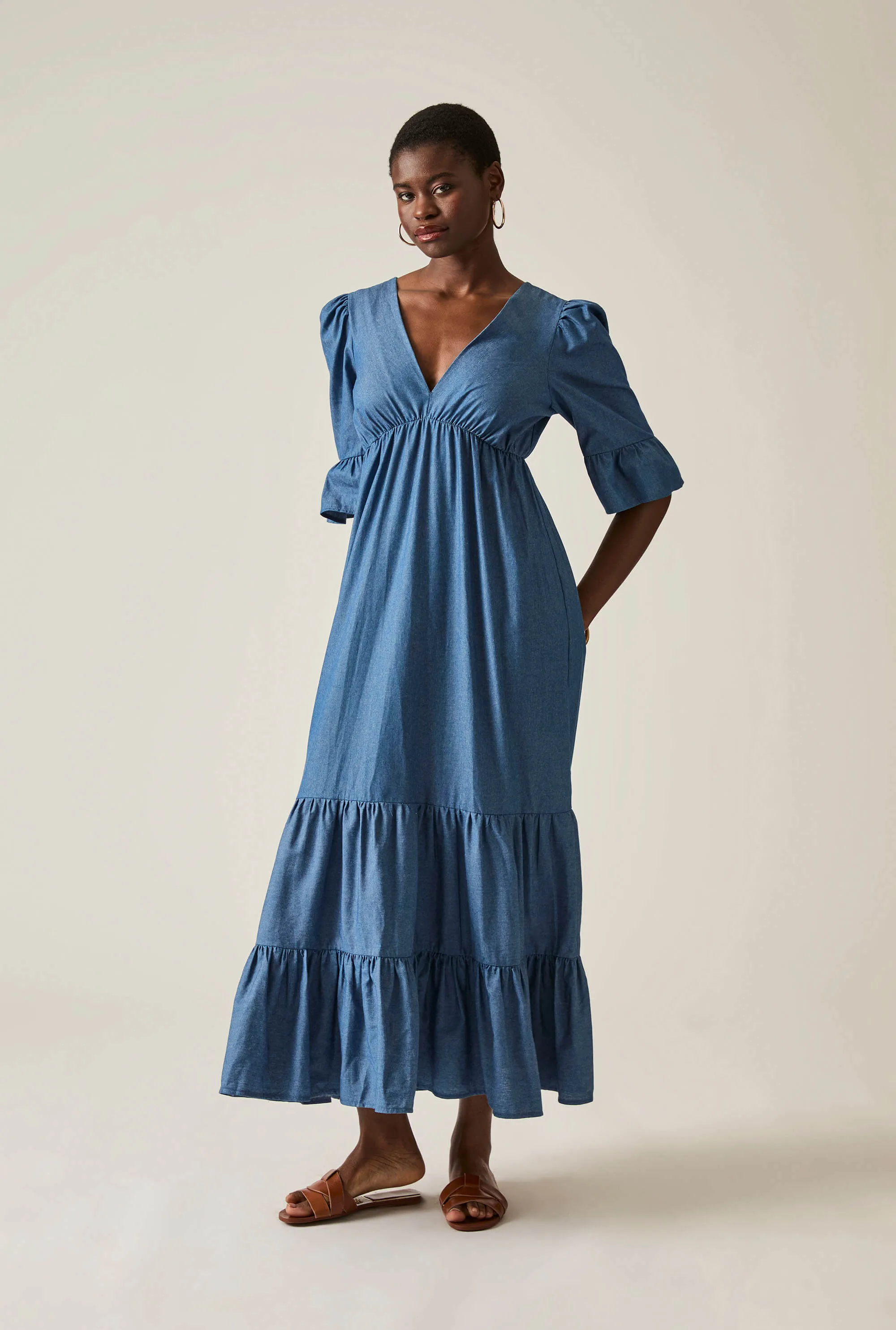 Tiered Denim Dress